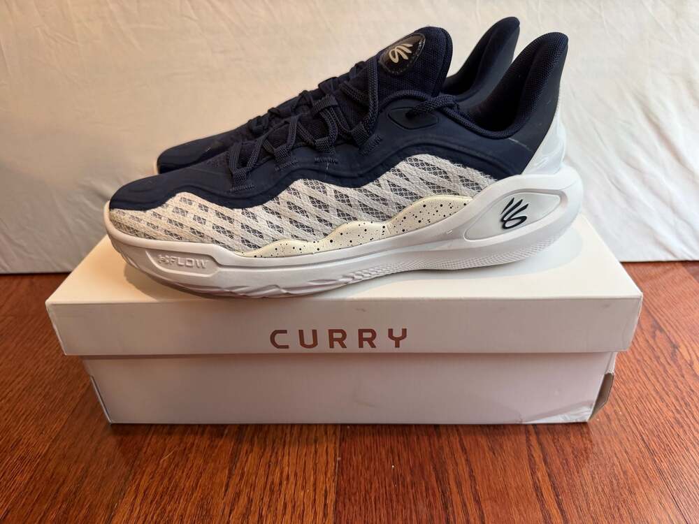 Under Armour Curry Flow 11 TB White Midnight Navy Basketball Shoes